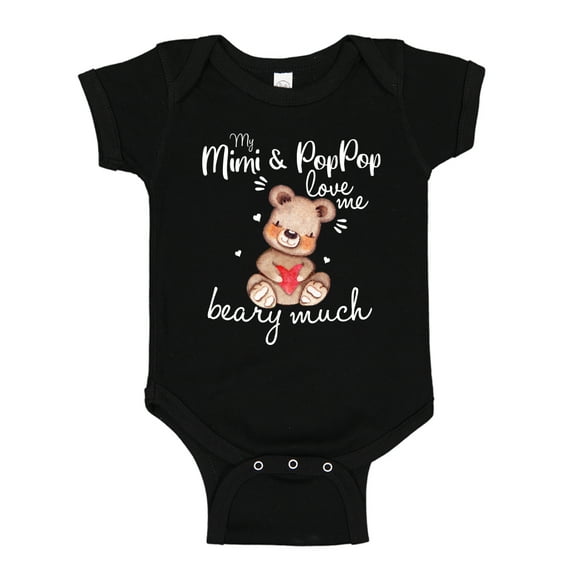 My Mimi and Pop Pop Love Me Beary Much Baby Bodysuit One Piece 6 mo Black