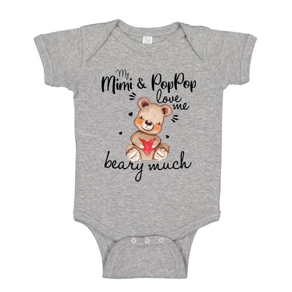 My Mimi and Pop Pop Love Me Beary Much Baby Bodysuit One Piece NB Athletic Heather