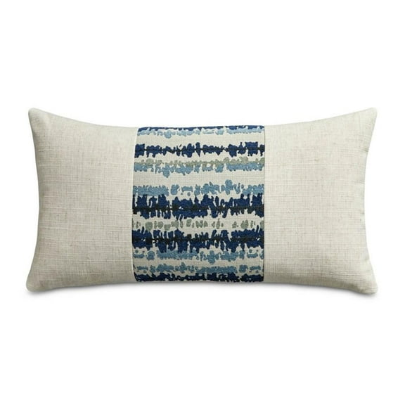 My Mind Antigua 13" x 24" Pieced Oblong Pillow - Natural/Navy in Set of 2