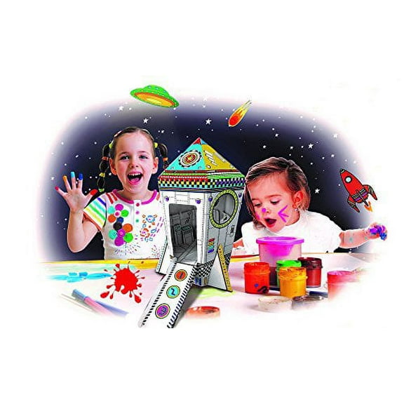 My Mini Rocket Playhouse, Corrugated Cardboard, Coloring Creative Crafts