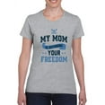 thumbnail image 1 of My Mom Defends Your Freedom Shaped T-Shirt Women -Navy Designs, Female 3X-Large, 1 of 3