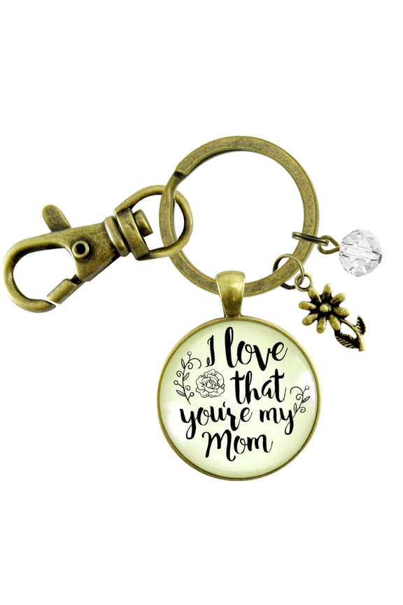 My Mom Gutsy Goodness Bronze Keychain I Love You Meaningful Quote Gift from Daughter