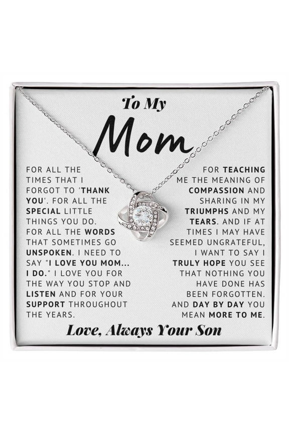My Mom - Love Knot Necklace | Gift For Mom, Present From Son, Xmas Christmas Bonus, Custom Necklace To Mama, Jewelry Birthday Bday, Step Up