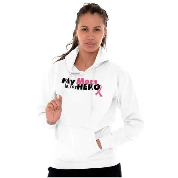 My Mom My Hero Breast Cancer Ribbon Hoodie Sweatshirt Women Men Brisco Brands M