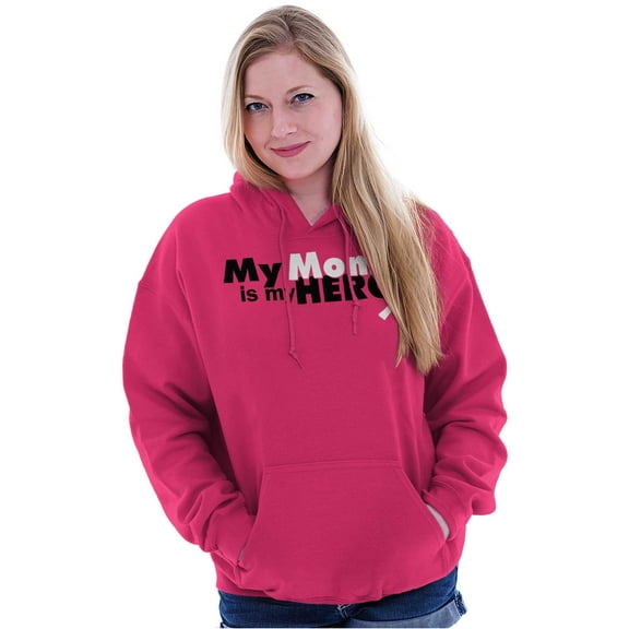 My Mom My Hero Breast Cancer Ribbon Hoodie Sweatshirt Women Men Brisco Brands S