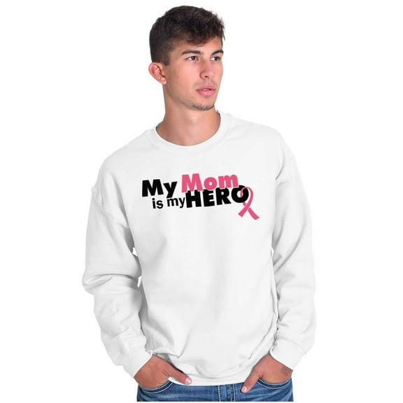 My Mom My Hero Breast Cancer Ribbon Unisex Plus Fleece Graphic Sweatshirt Brisco Brands 3X