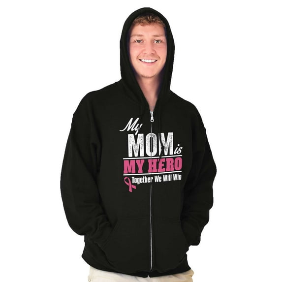 My Mom My Hero Together We Will Win Unisex Fleece Graphic Zip Up Hoodie Brisco Brands 5X