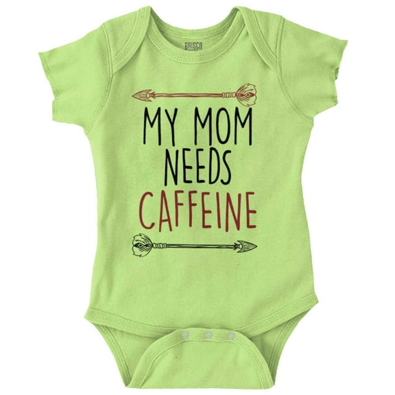 My Mom Needs Caffeine Boho Arrows Romper Boys or Girls Infant Baby Brisco Brands 18M