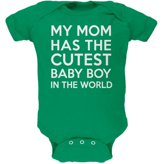 My Mom has the Cutest Baby Boy Kelly Green Soft Baby One Piece - 0-3 months