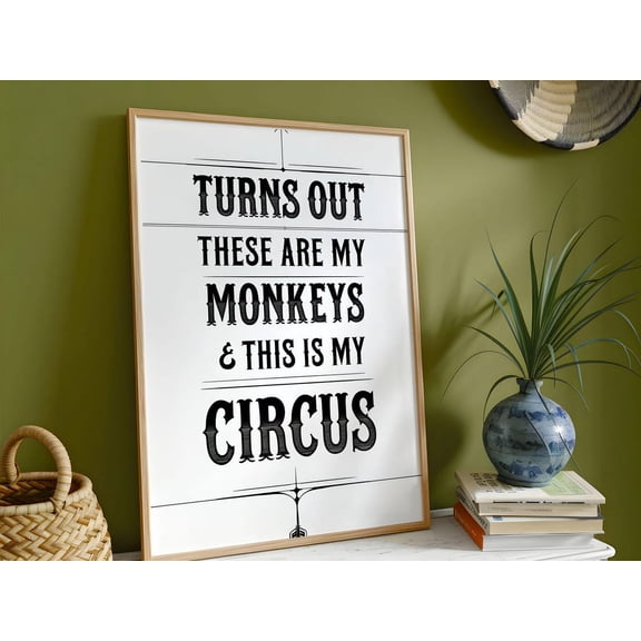 My Monkeys & Circus Ready to Hang Home Decor, Unframed Paper Print Size 12x18