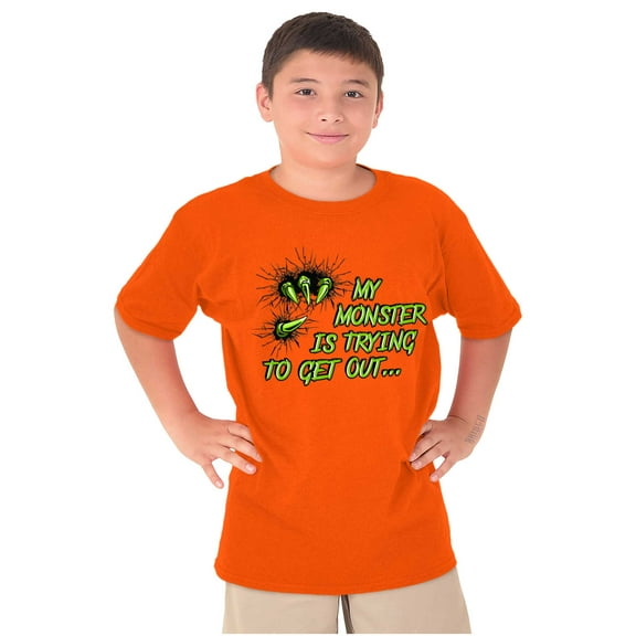 My Monster Is Trying To Get Out Crewneck T Shirts Boy Girl Teen Brisco Brands XS