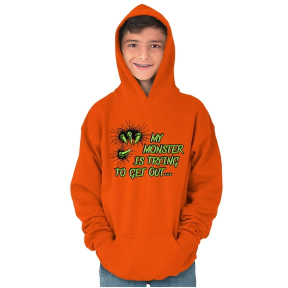 My Monster Is Trying To Get Out Youth Hoodie Boy Girl Teen Brisco Brands XS
