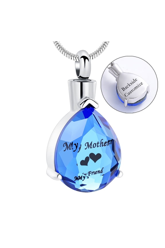 My Mother My Friend - Crystal Teardrop Cremation Jewelry for Ashes Urn Necklace Lockets for Human Ashes Pendent for Ashes and Chain Pet Ashes Holder