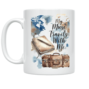 My Muse Travels With Me - Traveling Writer - 11 oz Ceramic Coffee Mug