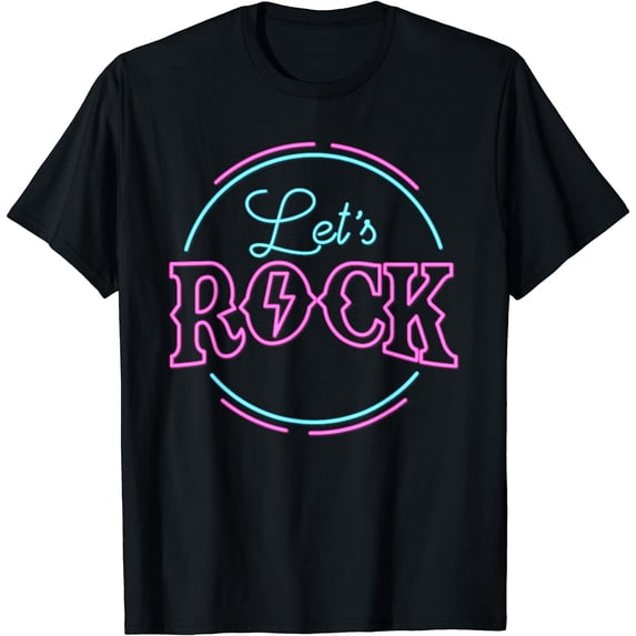 My Music Is Rock and Roll Let's Rock T-Shirt Black 2X-Large