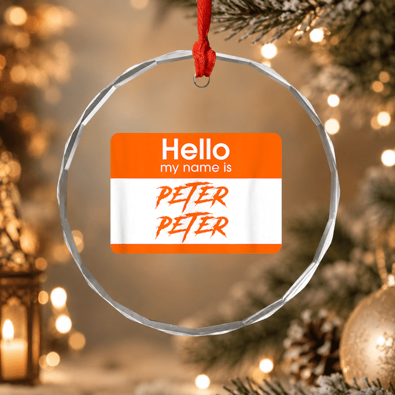 My Name Is Peter Pumpkin Eater Halloween Ornament, Holiday Decor, Circle Glass Ornament
