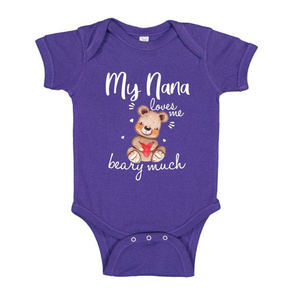 My Nana Loves Me Beary Much Baby Bodysuit One Piece 24 mo Purple