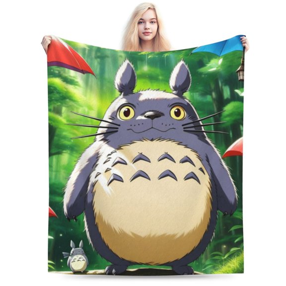 My Neighbor Totoro Blanket, Super Soft Anime Throw Blanket For Couch Sofa Bed, Cozy Lightweight Warm Flannel Blanket, 40"X30"