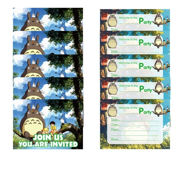 My Neighbor Totoro Invitations Cards Stock Bulk Birthday Invite Fill-in Party Supplies Decorations for Boys Girls