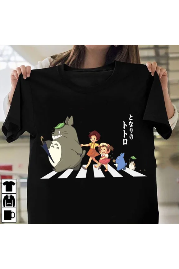 My Neighbor Totoro Walking Cartoon Fan Art Graphic Apparel Unisex T-Shirt ,up to size 5XL