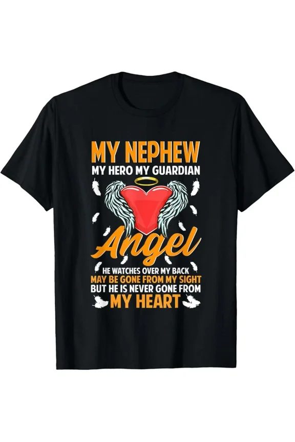 My Nephew My Guardian Angel Memorial Remembrance Uncle Aunt T-Shirt Design Preview Only