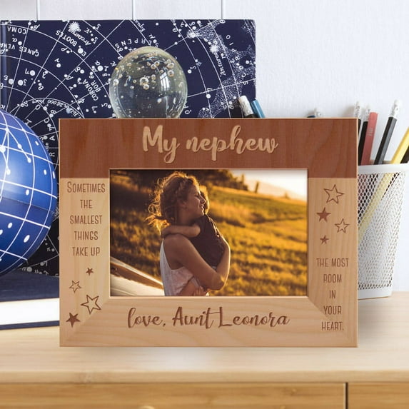 My Nephew Sometime The Smallest Things Take Up Personalized Wooden Frame-6" x 4" Brown Horizontal