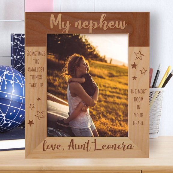 My Nephew Sometime The Smallest Things Take Up Personalized Wooden Frame 8" x 10" Brown (Vertical)