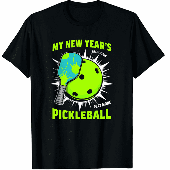 My New Year's Resolution Play More Pickleball Graphic Tee T-Shirt for Men Women