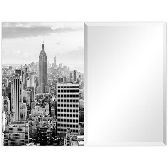 My New York Rectangular Beveled Mirror on Free Floating Printed Tempered Art Glass