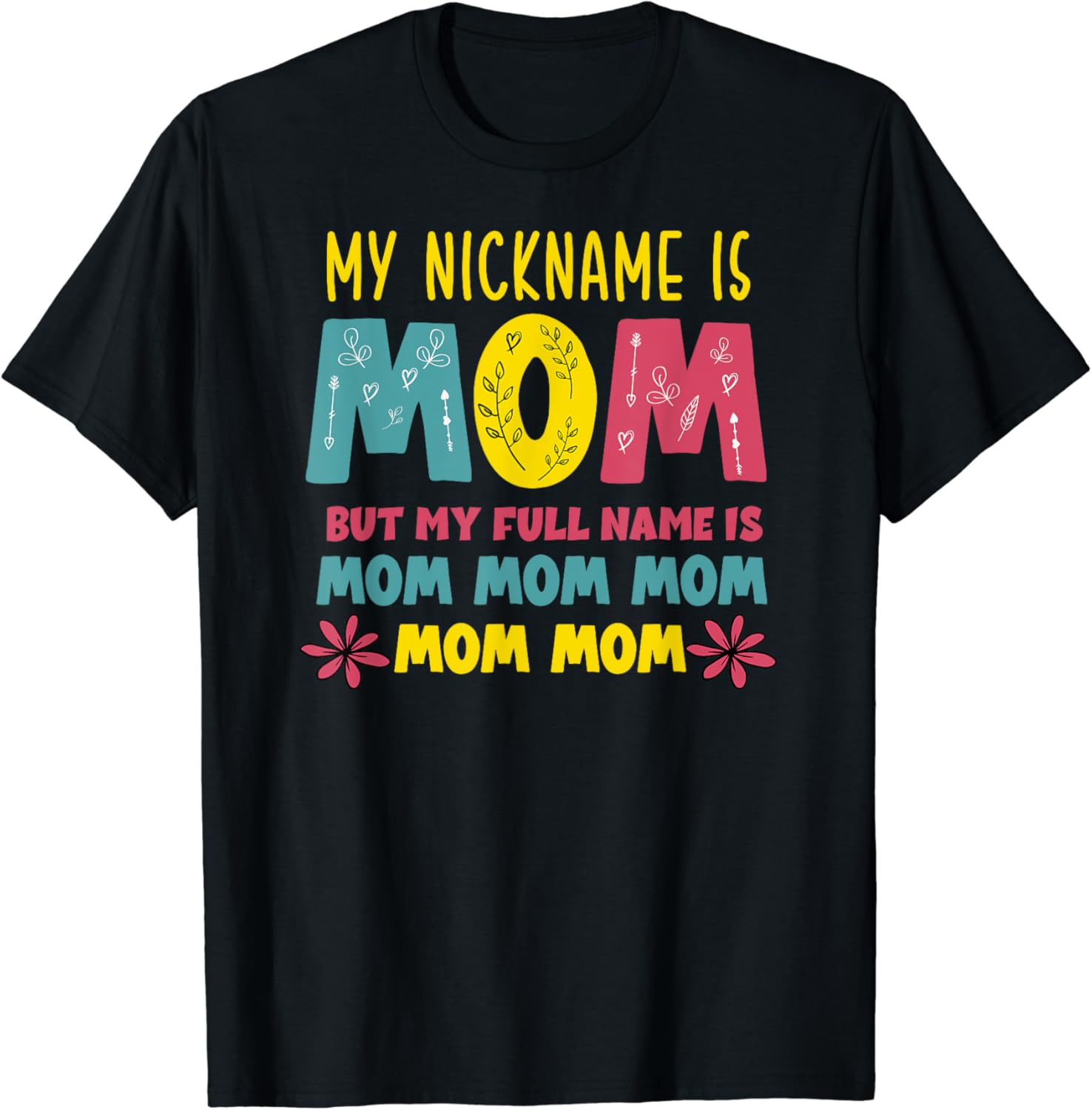 My Nickname is MOM Full Name MOM MOM MOM Mothers Day Funny T-Shirt ...