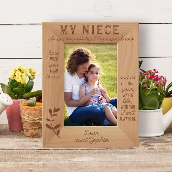My Niece Personalized Wooden Frame 4" x 6" Brown (Vertical)