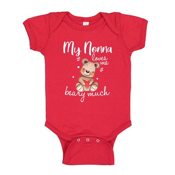 My Nonna Loves Me Beary Much Baby Bodysuit One Piece 12 mo Red