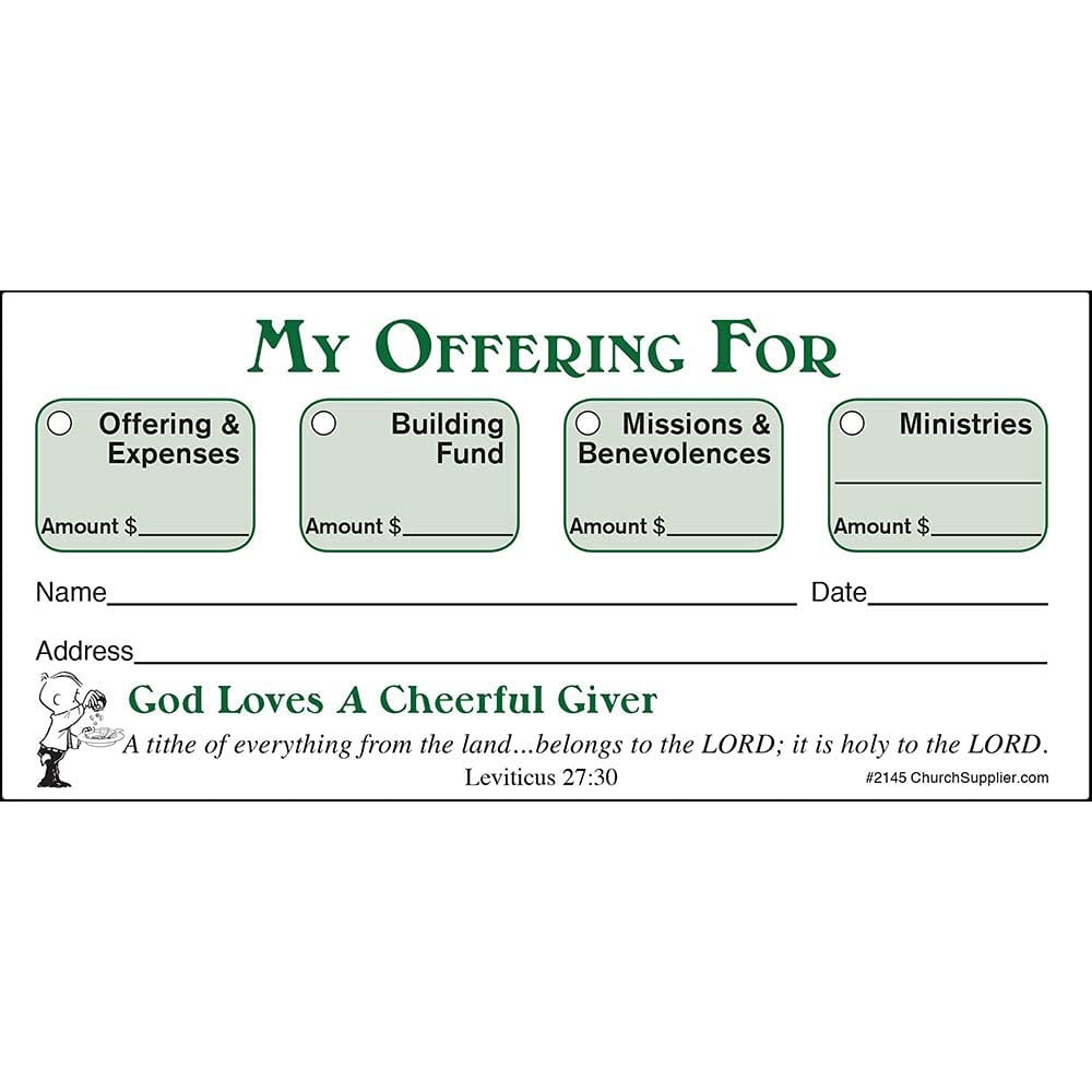 My Offering For Church & Ministries Envelopes Dollar Bill Size Pkg of 200