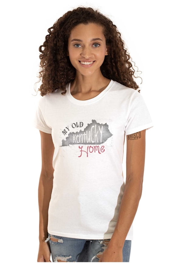 My Old Kentucky Home State Shape KY Womens Slim Fit Graphic Tee Brisco Brands M