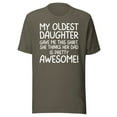 thumbnail image 1 of My Oldest Daughter Gave Me This Shirt, She Thinks Her Dad Is Pretty Awesome, Unisex, Dad Gifts, Father's Day, Awesome Oldest Daughter Shirt (Army, L), 1 of 1