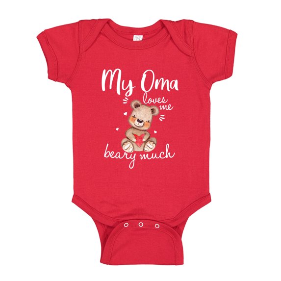 My Oma Loves Me Beary Much Baby Bodysuit One Piece 12 mo Red
