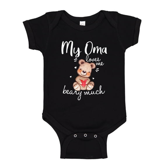 My Oma Loves Me Beary Much Baby Bodysuit One Piece 6 mo Black