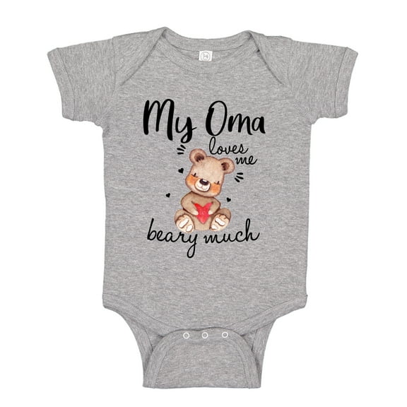 My Oma Loves Me Beary Much Baby Bodysuit One Piece NB Athletic Heather