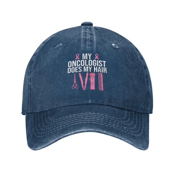 My Oncologist Does Hair Baseball Cap Golf Dad Hat Adjustable Washed Denim Trucker Hats Unconstructed Snapback Cap for Men Women Unisex Adult,Navy