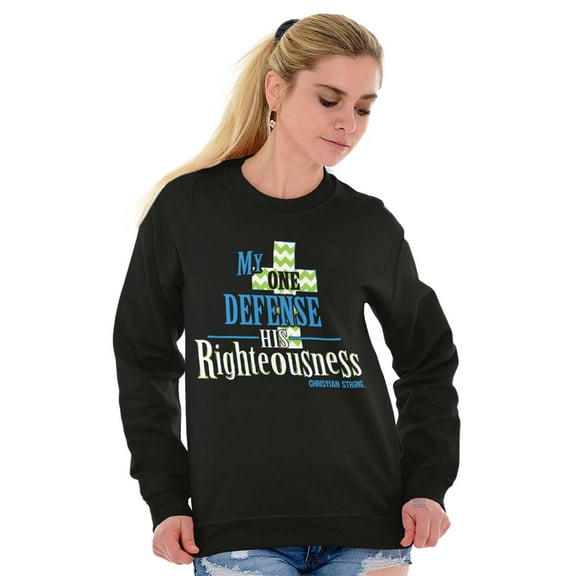 My One Defense His Righteousness Women Plus Size Crewneck Sweatshirt Brisco Brands 4X