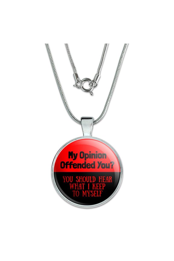 My Opinion Offended You Funny 1" Pendant with Sterling Silver Plated Chain