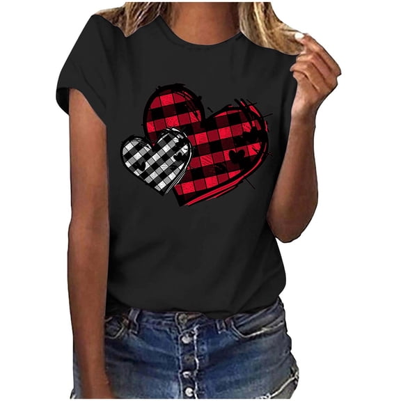 My Order Ladies Valentine Short Sleeve Round Neck Shirt Romantic Fashionable Tops My Items