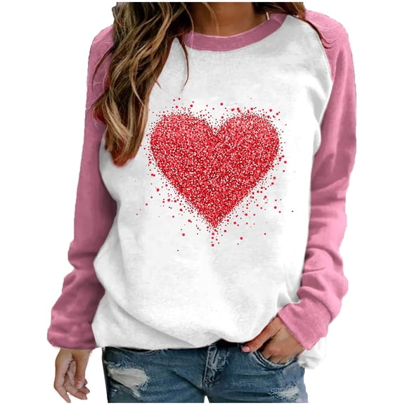 My Order Romantic Valentine Print Women's Long Sleeve Round Neck Tees Comfort Fashion My Items