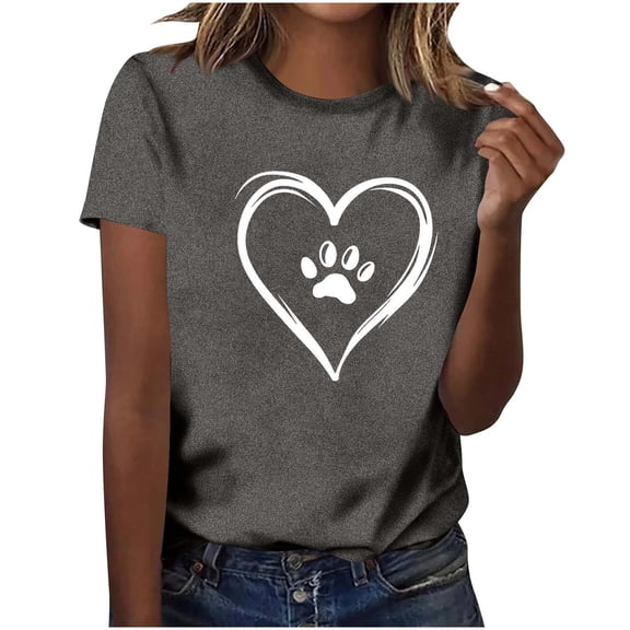 My Order Women's Valentine Print Short Sleeve Round Neck T-Shirt Fashion Blouse Tops My Items