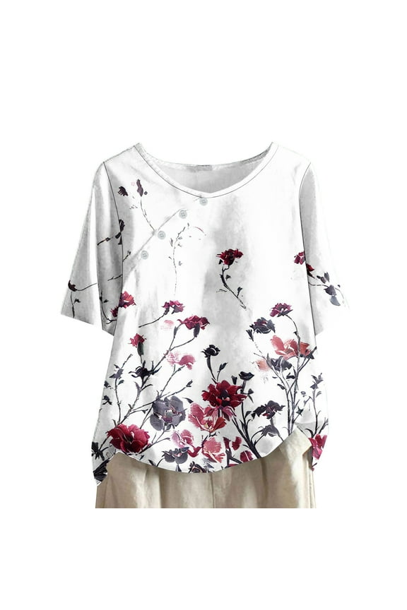 My Orders Cute Summer Tops for Women Floral Lightweight Tshirts Women Loose Basic Tees Fitted Pack Womens Summer Tops 2025 Drop Shoulder Longline