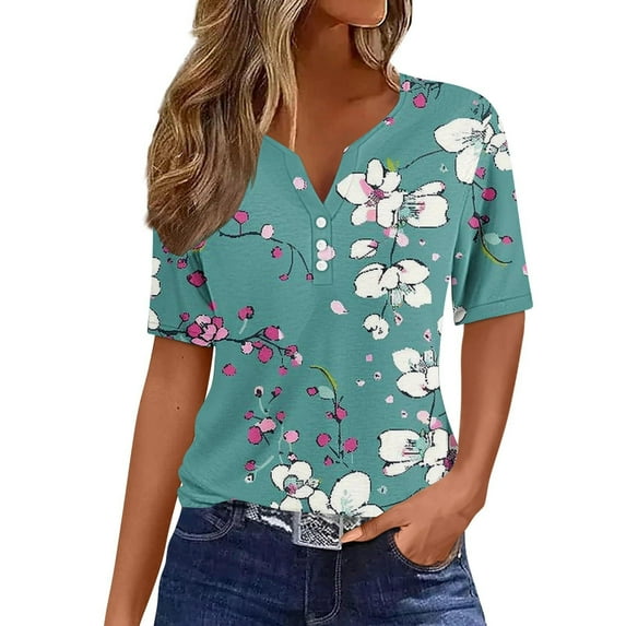 My Orders Cute Summer Tops for Women Floral Red Shirts for Women Plus Graphic Tees Plus Size Womens Summer Tops Casual Cotton Shirts for Women