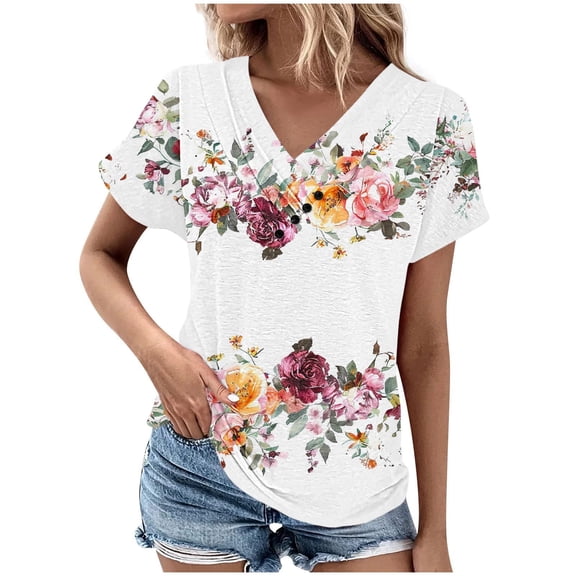 My Orders Cute Summer Tops for Women Floral Womens Funny T Shirts Fitted Basic Tees Fitted Pack Summer Tops for Women Over 50 2025 Letter Print Tee