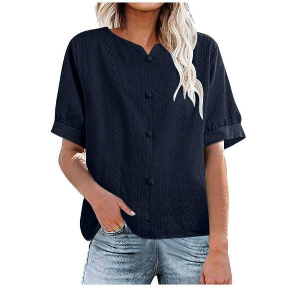 My Orders Lightweight Tops & Blouses Womens T Shirts Loose V Neck Womens White Tank Top Blouse Womens Summer Tops Casual Summer Button Boho Top