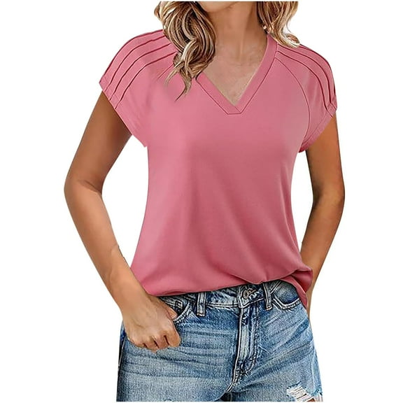 My Orders Lightweight Tops & Blouses Womens Work Blouses Short Sleeve Summer Tees for Women 2025 Women Tank Tops Loose Cotton Drop Shoulder Longline