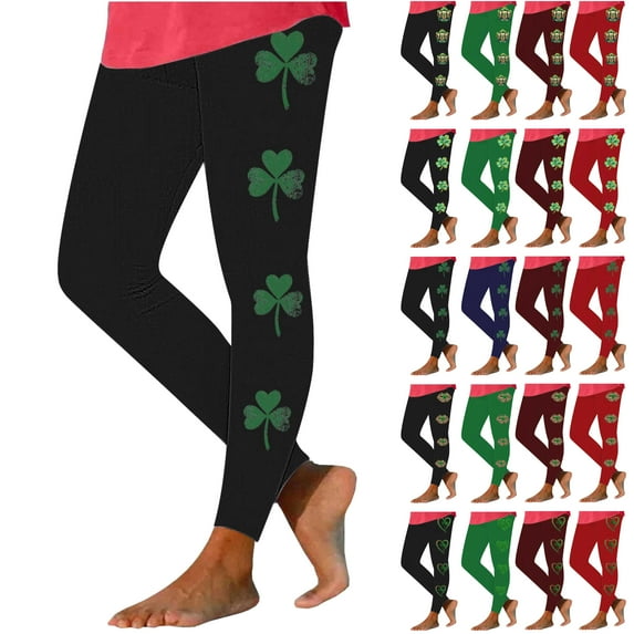 My Orders Placed By Me BiZtdJrK Women's St. Patrick's Day Leggings Irish Green Clover Leaves Workout Tights Gym High Waist Soft Stretchy Yoga Pants White XXL
